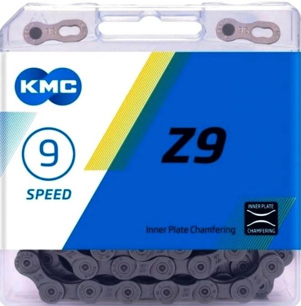Цепь KMC Z9, 9 скоростей, 1/2"х11/128", 116 звеньев, замок CL566R, серая