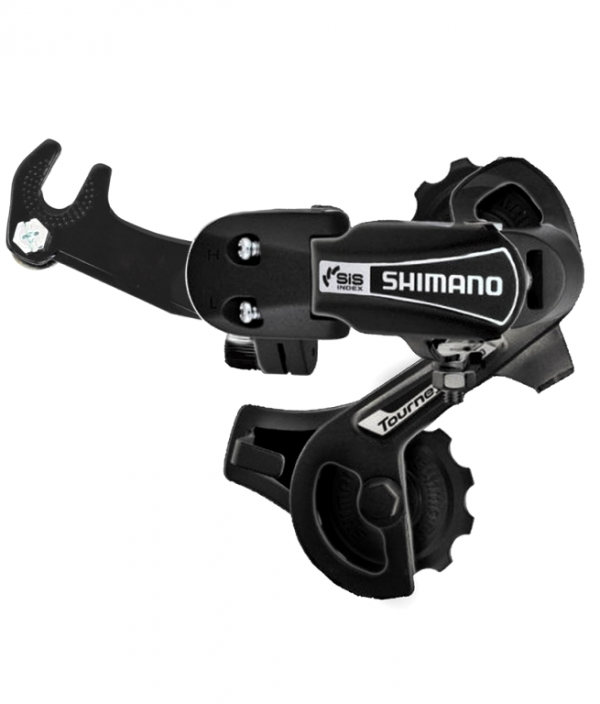 Переключатель задний Shimano Tourney RD-TY21B SS, 6 скоростей, крепление на ось, цвет черный