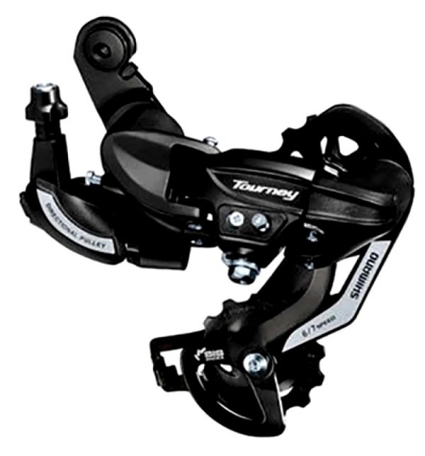 Переключатель задний Shimano Tourney RD-TY500, SGS, 6-7 скоростей, крепление на петух, черный